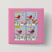 Moderne vogelparing roept Comic Vierkante Button 5,1 Cm (Voorkant)