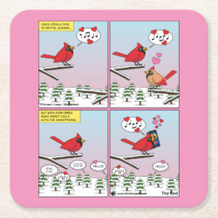 Moderne vogelparing roept Comic Vierkante Kartonnen Onderzetter