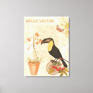 Moderne vogelroze vlinder canvas afdruk