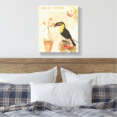 Moderne vogelroze vlinder canvas afdruk (Insitu (Slaapkamer))