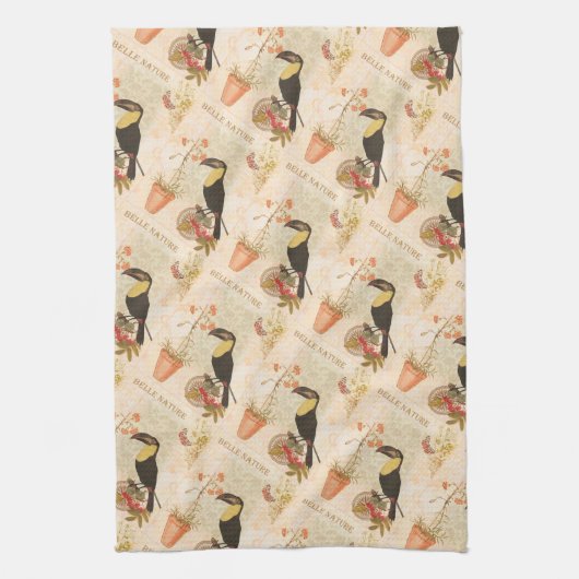 Moderne vogelroze vlinder theedoek (Verticaal)