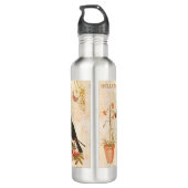 Moderne vogelroze vlinder waterfles (Achterkant)