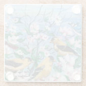 Moderne Vogels Geel en Zwart Lente Tijd Glazen Onderzetter (Achterkant)