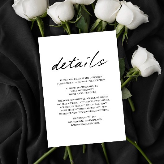 Moderne Vogels van een Veer Bruiloft Details Informatiekaartje