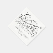 Moderne Vogels van een Veer Zwart-Wit Bruiloft Servet (Hoek)