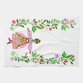 Moderne volkskunst stijl Afro-Amerikaans Bloemenme Theedoek