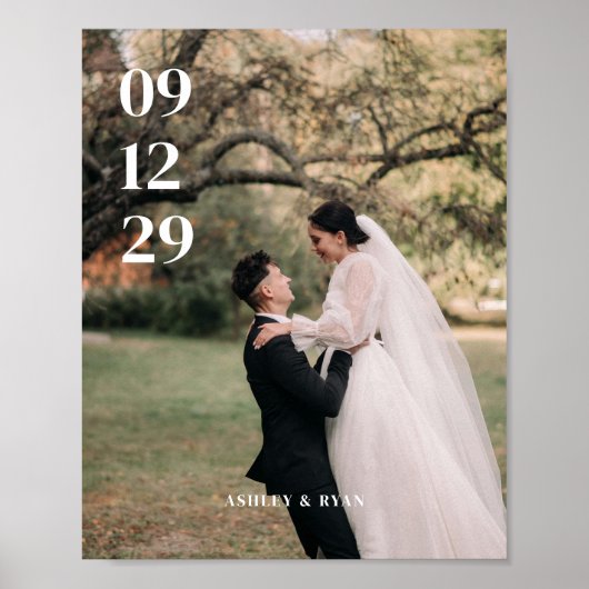 Moderne Volledige Foto Bruiloft Datum Aangepast Poster (Voorkant)