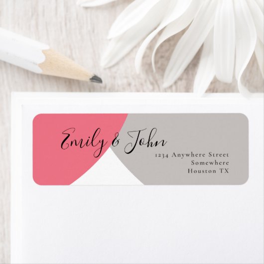 Moderne vorm Roos Roze grijze bruiloft Etiket (Insitu)