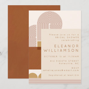 Moderne Vormen en Lijnen Terracotta Bruidsdouche Kaart