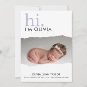 Moderne votre Faire-part de naissance de papier dé (Devant)