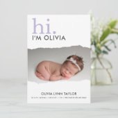 Moderne votre Faire-part de naissance de papier dé (Debout devant)