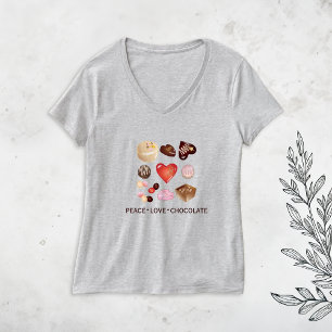 Moderne Vrede Liefde Chocolade Snoep Hart Foodie T-shirt
