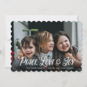 Moderne Vrede, Liefde Joy Rood Gespeelde Kerstfoto Feestdagenkaart (Voorkant)