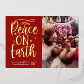 Moderne vrede op aarde Foto Folie Feestdagenkaart (Voorkant)