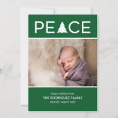 Moderne vredesaangepaste fotofeestdag groen wit feestdagenkaart (Voorkant)