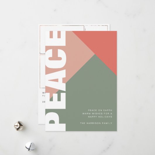 Moderne vredesfotocollage feestdagenkaart (Voorkant / Achterkant in situ)