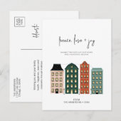 Moderne vredesliefde en vrolijk kerstfeest briefkaart (Voorkant / Achterkant)