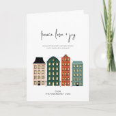 Moderne vredesliefde en vrolijk kerstfeest feestdagen kaart (Voorkant)