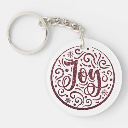 Moderne Vreugde Kerstmis Ronde Mandela Sleutelhanger (Voorkant)