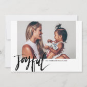 Moderne vreugdevolle chique hand geletterde foto feestdagenkaart (Voorkant)