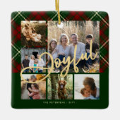 Moderne vreugdevolle familie fotocollage Kerstmis Keramisch Ornament (Voorkant)