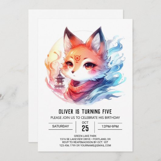 Moderne vreugdevolle Fox verjaardag Kaart (Voorkant / Achterkant)