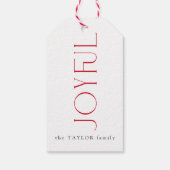 Moderne vreugdevolle typografie Rode Kerstvakantie Cadeaulabel (Achterkant)