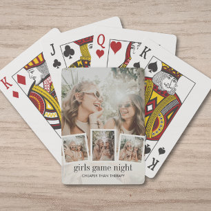 Moderne Vrienden Foto Collage Meisjes Avond Spelle Pokerkaarten