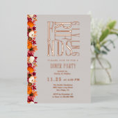 Moderne Vriendschappen Diner Bloemen Folie Uitnodiging (Staand Voorkant)