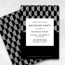 Moderne vrijgezellenfeest Minimal zwart-wit Kaart