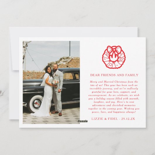 Moderne vrolijke en getrouwde Pas getrouwd Foto Ke Feestdagenkaart (Achterkant)