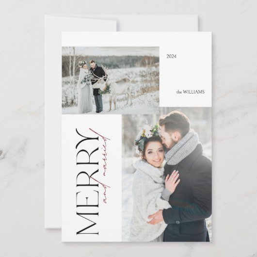 Moderne vrolijke en getrouwde Passen getrouwd Foto Feestdagenkaart (Voorkant)