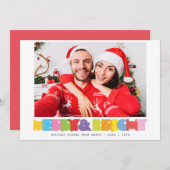 Moderne vrolijke en heldere koppels foto kerst feestdagenkaart (Voorkant / Achterkant)