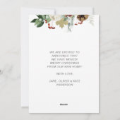 moderne vrolijke kerst bloemstuk bewegende aankond feestdagenkaart (Achterkant)