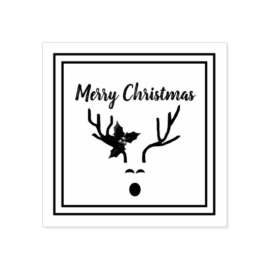 Moderne vrolijke kerst rendieren gewei 	rubberstempel (Afrduk)