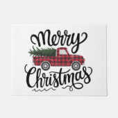 Moderne vrolijke kerst rode Buffalo Plaid Truck Deurmat (Voorkant)