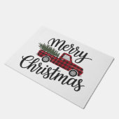 Moderne vrolijke kerst rode Buffalo Plaid Truck Deurmat (Schuin)