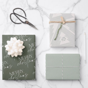 Moderne vrolijke kerstboom groen inpakpapier vel