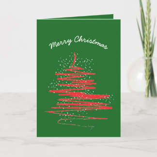 Moderne Vrolijke Kerstboom Sneeuw Custom Feestdagen Kaart