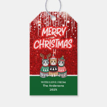 Moderne vrolijke kerstkatten rood en groen Schatti