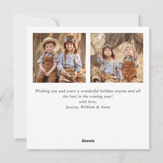 Moderne Vrolijke Kerstmis 3 FOTO Groet Eenvoudig Feestdagenkaart (Achterkant)