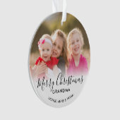 Moderne Vrolijke Kerstmis Oma Grootouder Foto Ornament (voorkant)