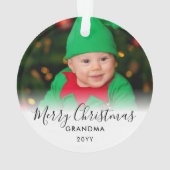 Moderne Vrolijke Kerstmis Oma Grootouder Foto Ornament (achterkant)