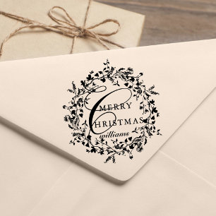 Moderne Vrolijke Kerstmis Wildflower krans Rubberstempel