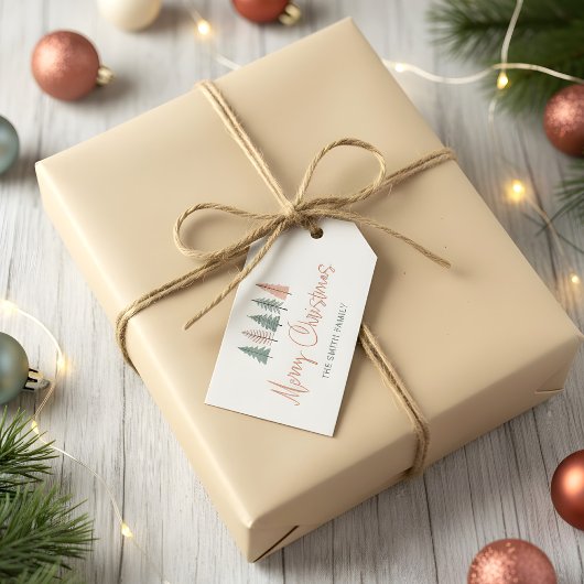 Moderne vrolijke kerstpastel cadeaulabel