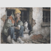 Moderne vrouw met kat Stad Deco-patchtechniek Tissuepapier (Voorkant)