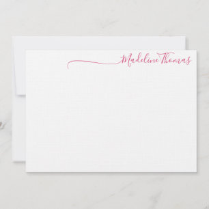 Moderne Vrouwelijke Blush Roze Script Calligrafie Notitiekaartje