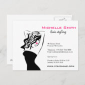 Moderne vrouwelijke zwarte en roze Trendy Kapsalon Briefkaart (Voorkant / Achterkant)