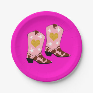 Moderne vrouwen Roze Cowgirl Westerne Boots Hot Pi Papieren Bordje