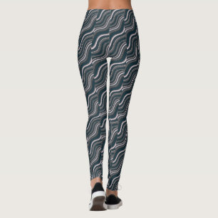 Moderne Vrouwen Rustiek Blauw & Grijs Leggings